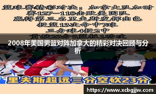 2008年美国男篮对阵加拿大的精彩对决回顾与分析