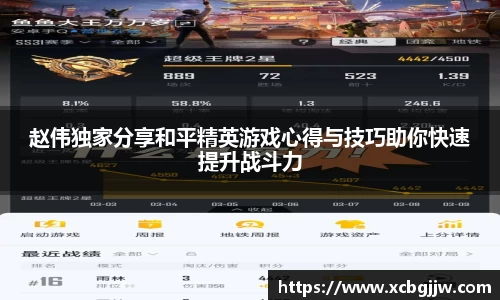 赵伟独家分享和平精英游戏心得与技巧助你快速提升战斗力